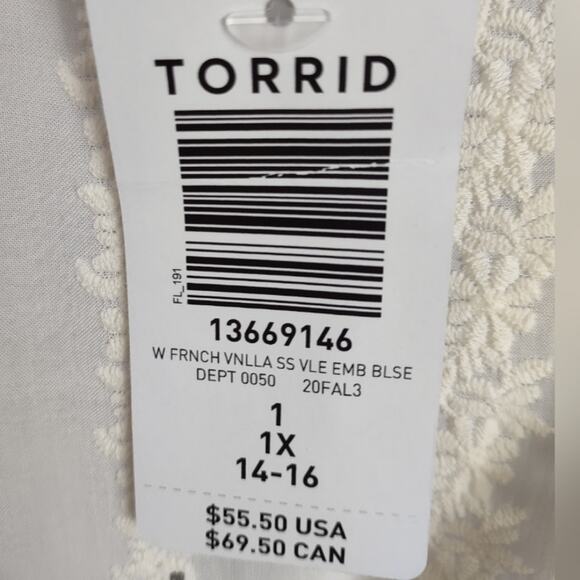 Torrid Ivory Eyelet Embroidered Blouse Size 1 - Picture 15 of 15